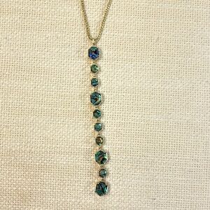 Kendra Scott gold abalone shell long necklace great Cond